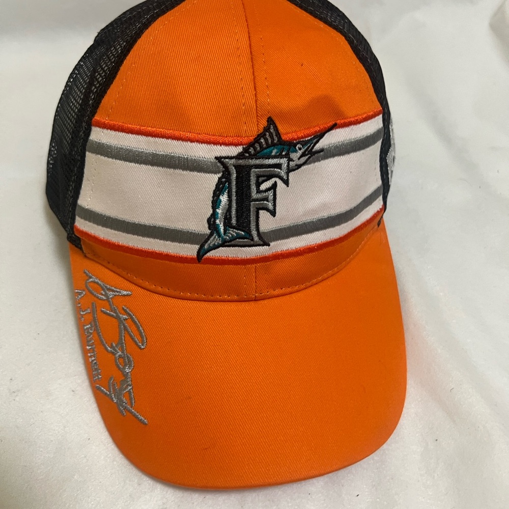AJD Orange and Black Men's Cap with Fish Logo